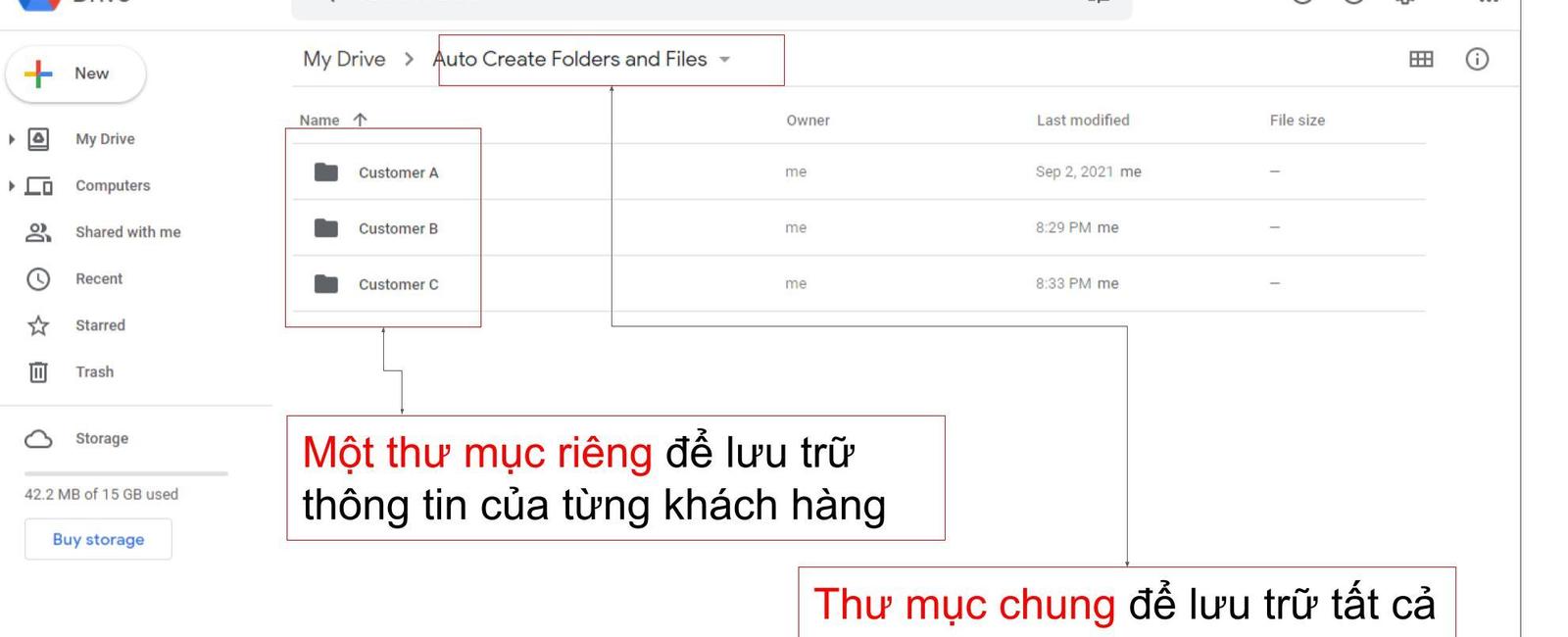 Hướng dẫn tự động tạo thư mục cho từng khách hàng trong Google Drive